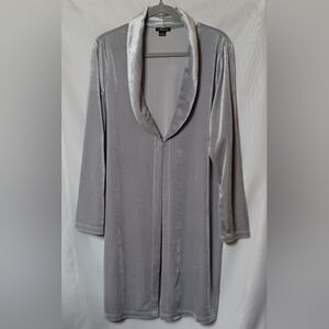 IMAN Women's Soft Gray Velvet Open Front Cardigan. Size L